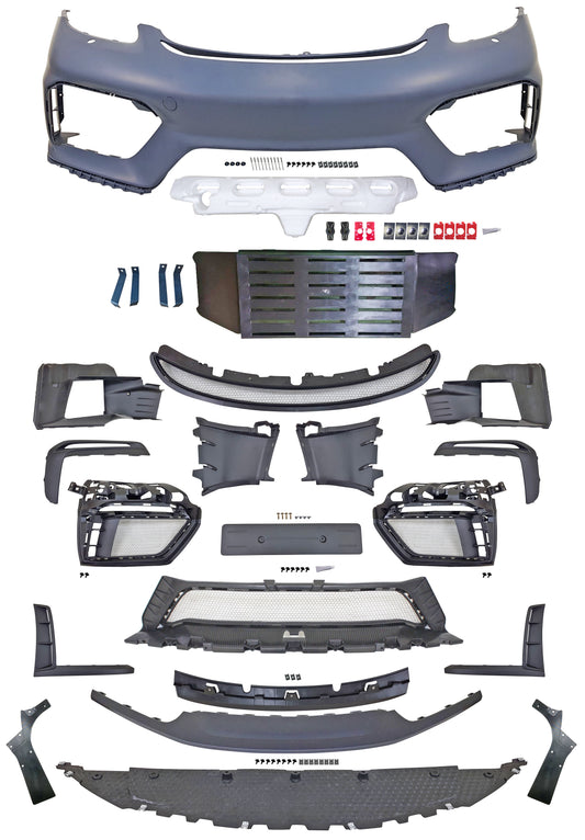 [JPMCarbon] GT4 Style Front Bumper (with Headlight Washer Holes) For 2017-2025 Porsche Boxster, Cayman/S/GTS (718)
