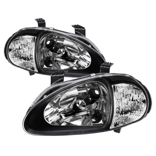 xTune Honda Del Sol 93-97 1Pc Crystal Headlights Black HD-ON-HDEL93-1P-BK