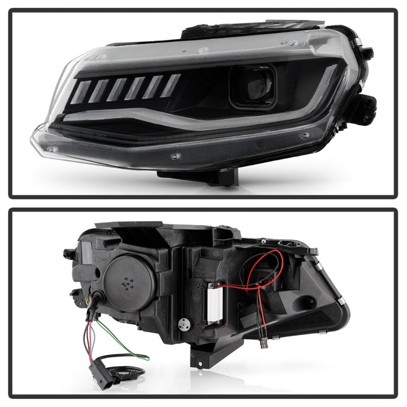 Spyder Chevy Camaro 16-18 Halogen Model Projector Headlights Black PRO-YD-CCAM16HALSI-SEQ-BK 5087331