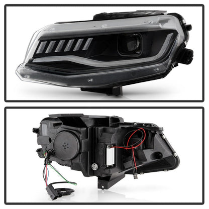 Spyder Chevy Camaro 16-18 Halogen Model Projector Headlights Black PRO-YD-CCAM16HALSI-SEQ-BK 5087331