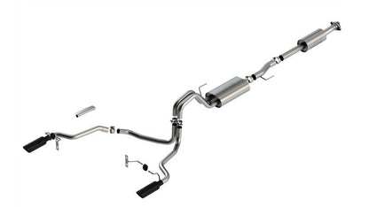 Borla F-150 2021 2.7L/3.5L 4dr CC SB EC STB Lar/KingR/Plnm/LTD 3/2.25 SRE CB Touring BLK CHR Tips 140862BC