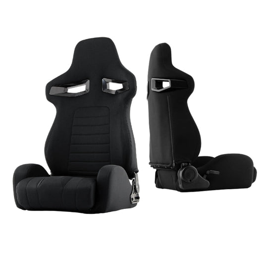 SPYDER Xtune R33 Style Racing Seat Pu Sp Fabric (Double Slider) Black/Black Passenger Side RST-R33-04-BK-PA 9933820