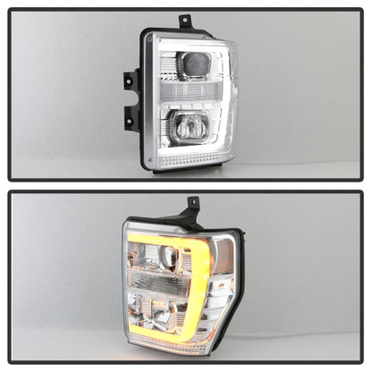 Spyder 08-10 Ford F-250 Ver 2 Proj Headlight - Switch Back Light Bar - Chrome - PRO-YD-FS08V2-SBLB-C 5086211