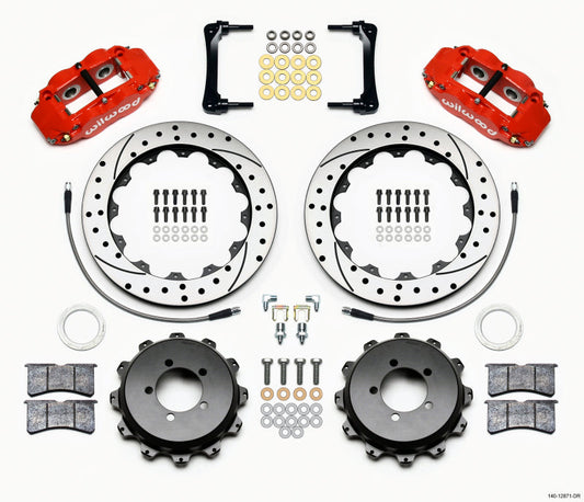 Wilwood Narrow Superlite 4R Rear Kit 12.88in Drilled Red 2012-Up Toyota / Scion FRS w/Lines