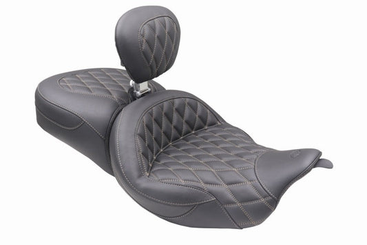Mustang 08-25 Harley FL Touring Rd King Sp, Rd Glide Ltd, Dble Diamond ST Backrest - Black/T