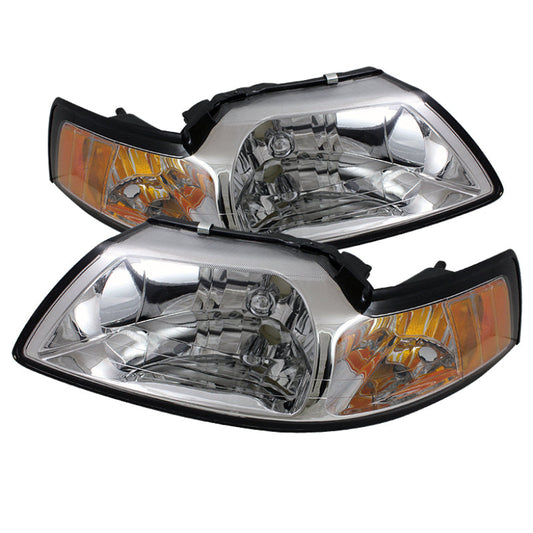 SPYDER Xtune Ford MUStang 99-04 Amber Crystal Headlights Chrome HD-JH-FM99-AM-C 5064493