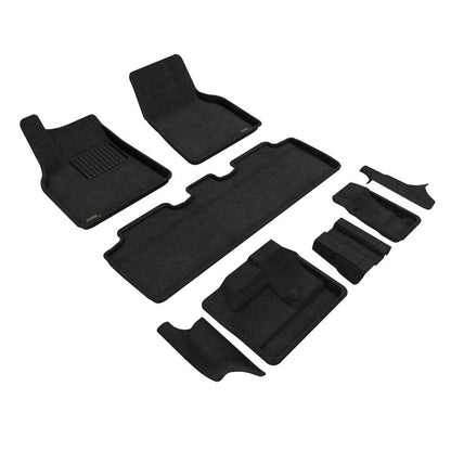 3D MAXpider 21-23 Tesla Model Y 7-Seat Elegant Floor Mat- Black 1St Row 2Nd Row 3Rd Row