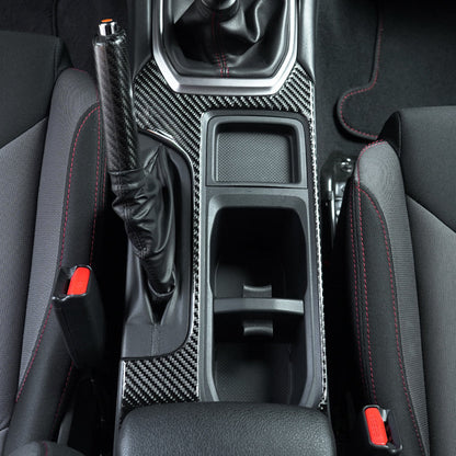 JDMuscle [22-25 WRX] P&S Series Carbon Fiber Cup Holder Trim Cover | Black Carbon Fiber/ Red Carbon Fiber