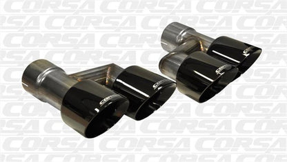 Corsa Performance 15-16 Ford Mustang GT 5.0 Black Quad Tips Kit