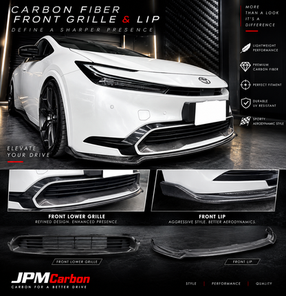 [JPMCarbon] OE Style Carbon Fiber Front Bumper Lower Grille Fits For 2023-2026 Toyota PRIUS PHEV XW60