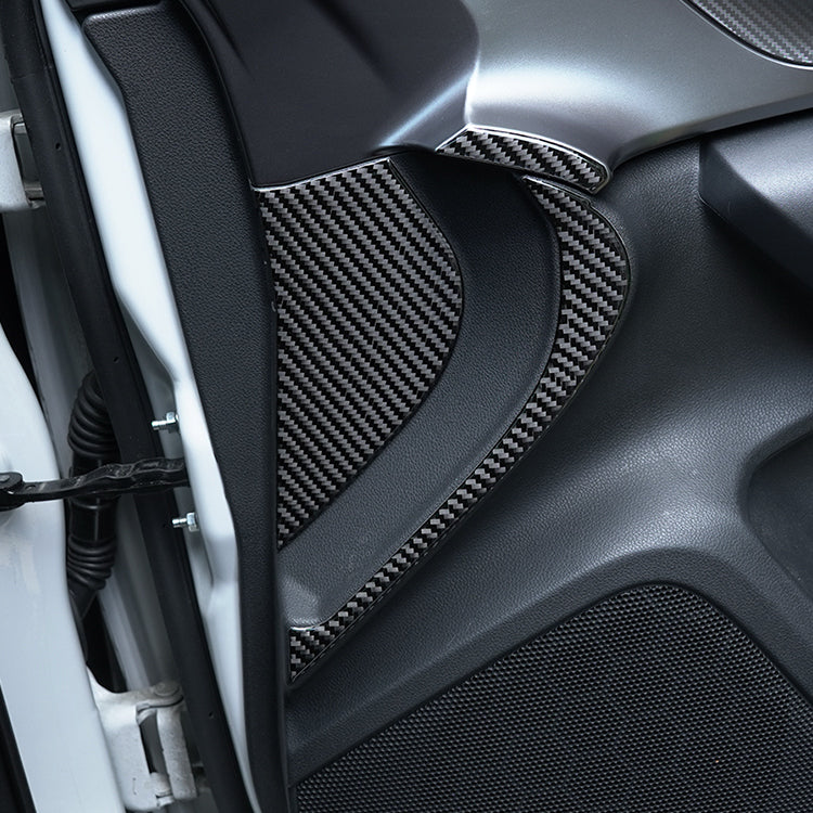 JDMuscle [22-25 WRX] P&S Series Carbon Fiber Interior Door Inner Panel Accent Covers 6 PC | Black Carbon Fiber/ Red Carbon Fiber