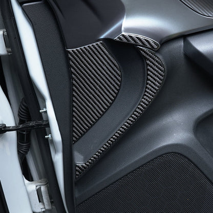 JDMuscle [22-25 WRX] P&S Series Carbon Fiber Interior Door Inner Panel Accent Covers 6 PC | Black Carbon Fiber/ Red Carbon Fiber