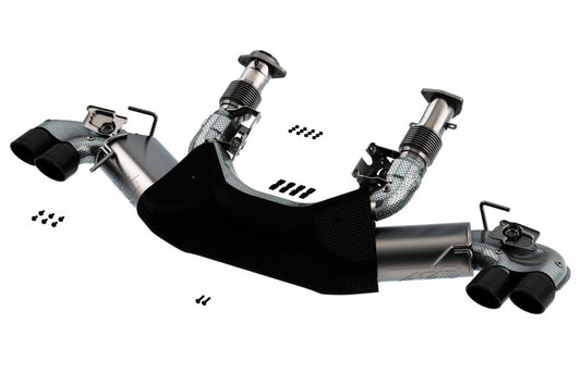 Borla 2020 Chevrolet Corvette C8 6.2 ATAK 3in Exhaust System Dual Round Rolled A/C Black Chrome Tips 140839BC