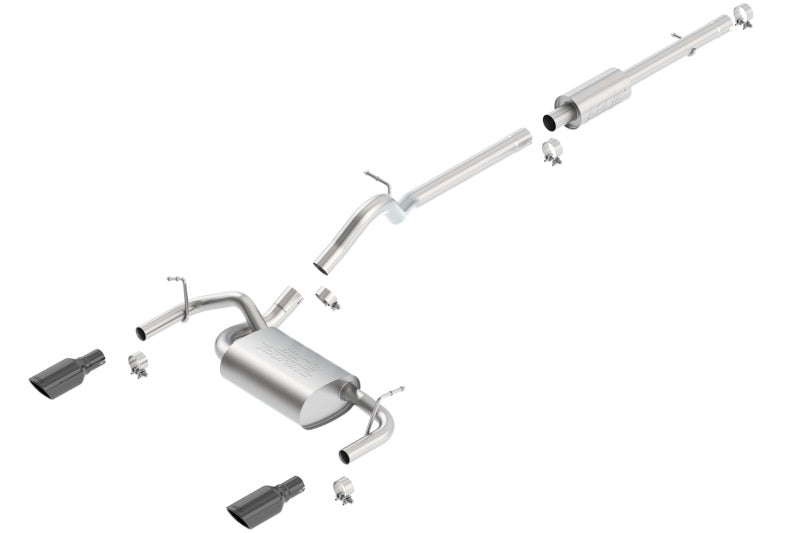 Borla 12-16 Jeep Wrangler 3.6L AT/MT 4DR 4WD S SQ RL AC SR 2.5in 2in TIP 3.5inx3.28in Black Chrome 140459BC