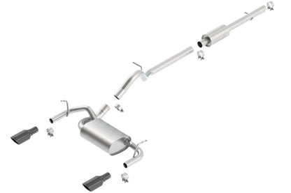 Borla 12-16 Jeep Wrangler 3.6L AT/MT 4DR 4WD S SQ RL AC SR 2.5in 2in TIP 3.5inx3.28in Black Chrome 140459BC