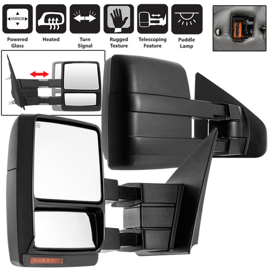 SPYDER xTune Ford F-150 07-14 Heated Amber LED Signal Telescoping Mirror - SET MIR-FF15007S-PWH-AM-SET 9936791