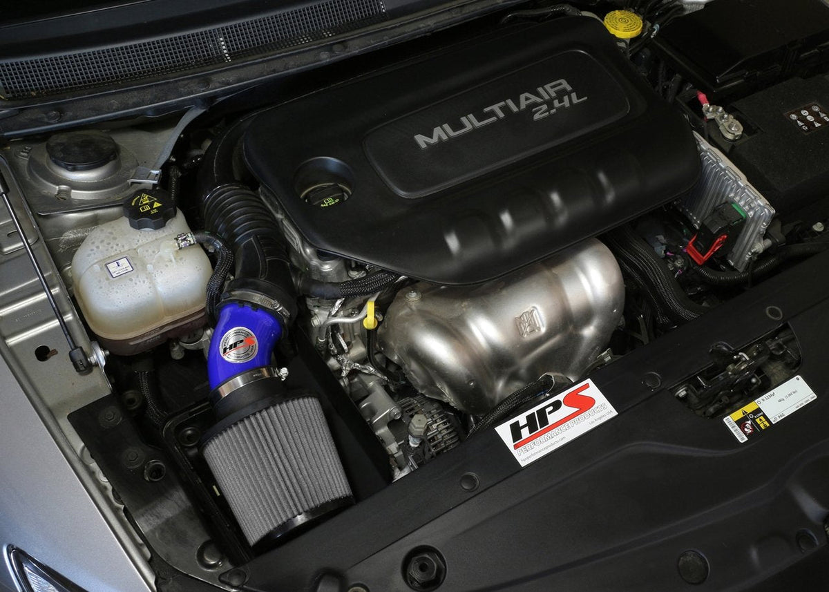 HPS Shortram Air Intake Kit 2015-2017 Chrysler 200 2.4L without MAF sensor, Includes Heat Shield, Blue