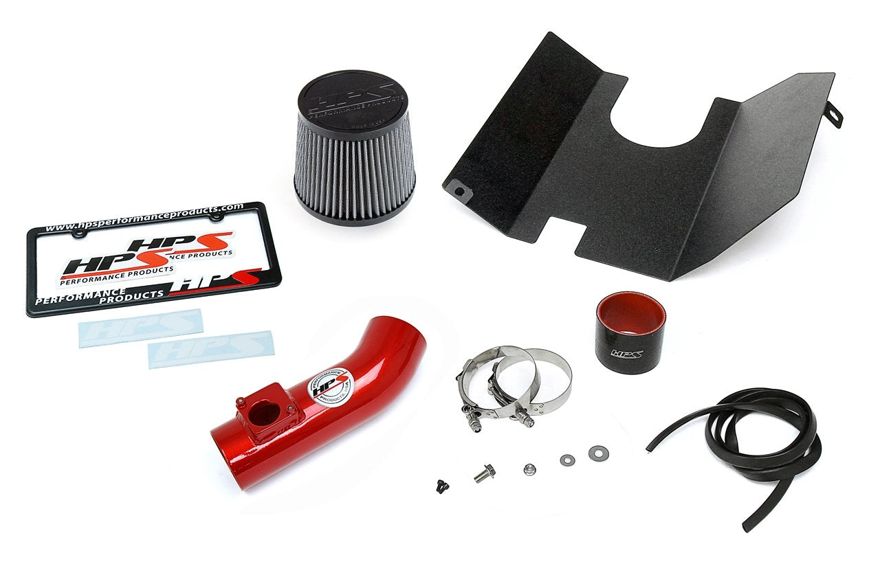 HPS Shortram Air Intake Kit 2004-2007 Subaru WRX STi 2.5L Turbo, Includes Heat Shield, Red