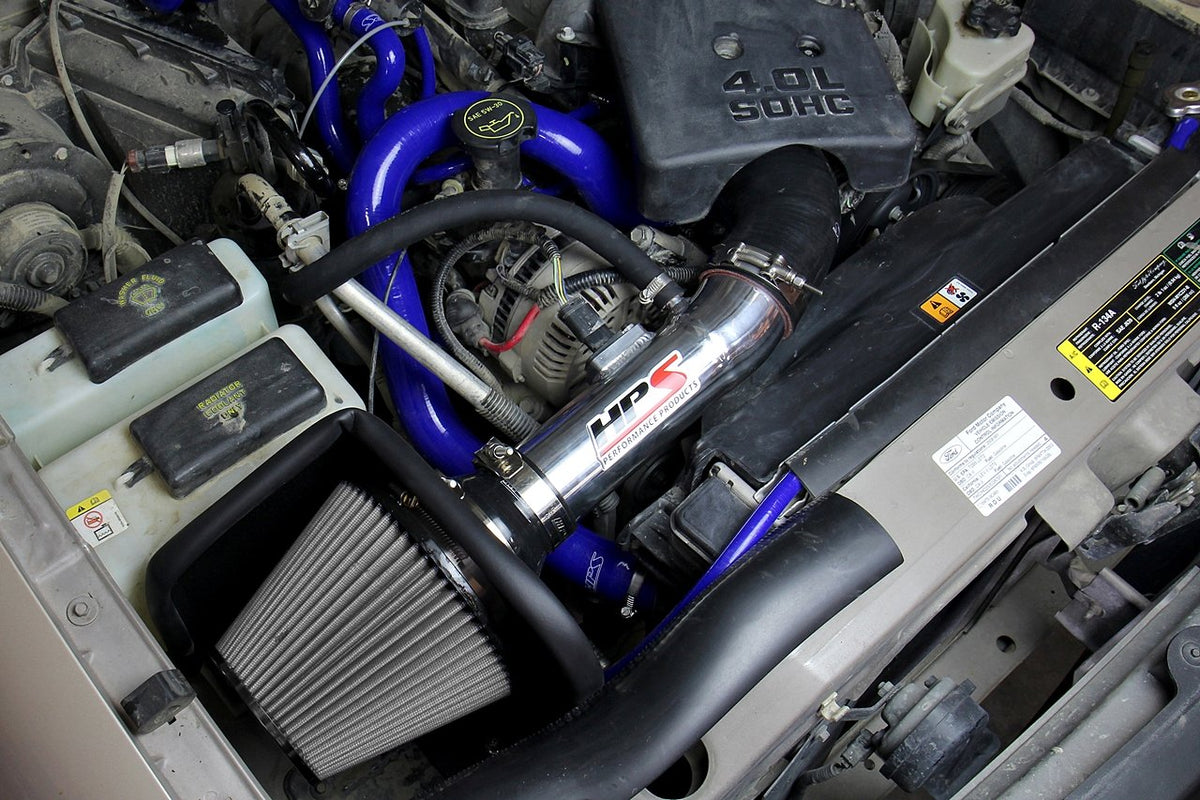 HPS Shortram Air Intake Kit 2004-2011 Ford Ranger 4.0L V6, Includes Heat Shield, Polish