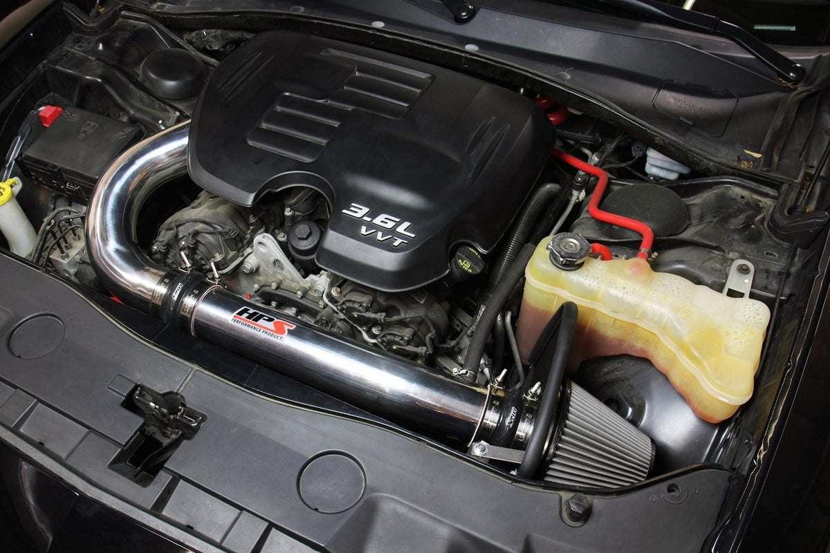 HPS Shortram Air Intake Kit 2011-2018 Dodge Challenger 3.6L V6, Includes Heat Shield, Polish