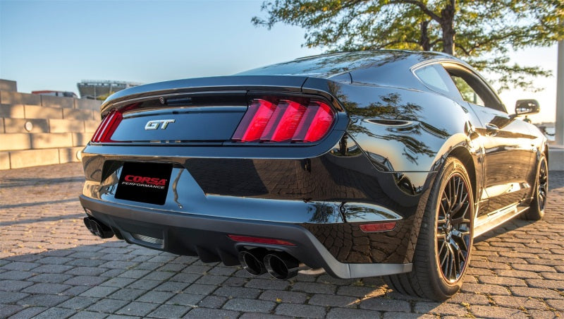 Corsa Performance Axle Back Exhaust Black Quad Tips for 15-16 Ford Mustang GT 5.0 3in