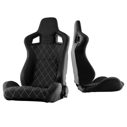 SPYDER Xtune Scs Style Racing Seat Carbon Pu White X Black/Black Driver Side RST-SCS-05-BKWX-DR 9933974