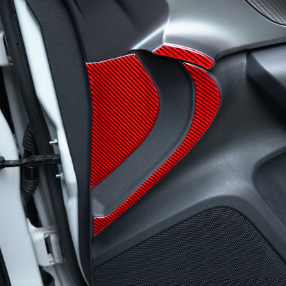 JDMuscle [22-25 WRX] P&S Series Carbon Fiber Interior Door Inner Panel Accent Covers 6 PC | Black Carbon Fiber/ Red Carbon Fiber