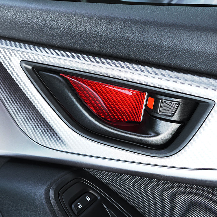 JDMuscle [22-25 WRX] P&S Series Carbon Fiber Interior Door Bowl Trim 4 PC | Black Carbon Fiber/ Red Carbon Fiber