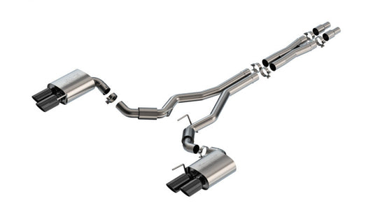 Borla 2024 Ford Mustang GT 5.0L V8 3 in S-Type Catback Non-Active Exhaust- Black Chrome Quad Tip 140969BC