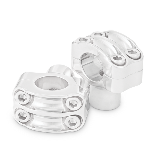 Burly Brand Reaper Riser Clamp 1-1/2in Tall for 1in Bar, Set - Chrome