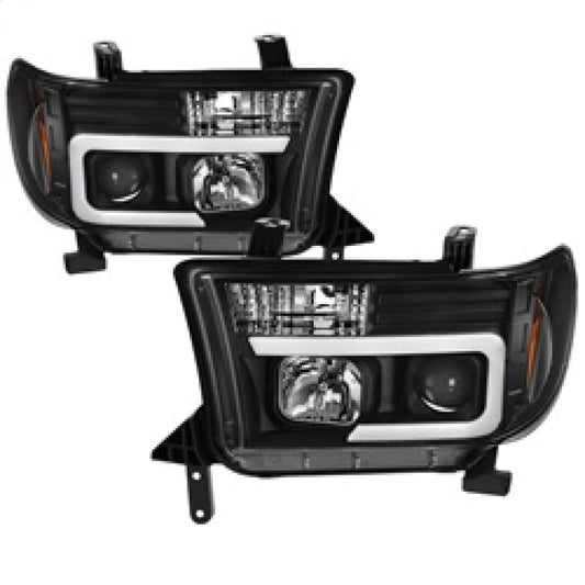 Spyder 08-13 Toyota Sequoia Projector Headlights - Light Bar DRL - Black PRO-YD-TTU07V2-LB-BK 5085344