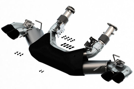 Borla 2020 Chevrolet Corvette C8 6.2L S-Type Exhaust System Dual Round Rolled A/C Black Chrome Tips 140838BC