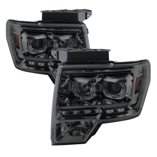 SPYDER Xtune Ford F150 09-14 Projector Headlights Halogen Model Only LED Halo Smoked PRO-JH-FF15009-CFB-SM 9032257
