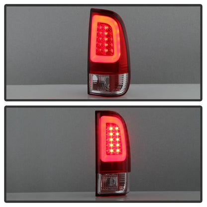 Spyder 08-16 Ford Super Duty F-250 V3 Light Bar LED Tail Lights - Red Clear (ALT-YD-FS07V3-LBLED-RC) 5084736