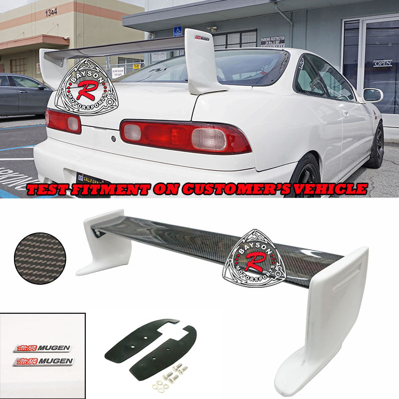 MU V2 Style Trunk Spoiler (Fibereglass with Carbon Fiber Mid Wing) with Emblems For 1994-2001 Acura Integra (2Dr)