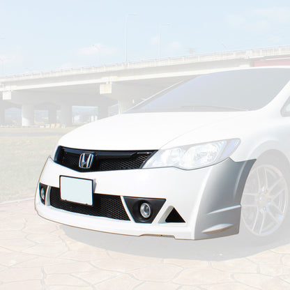 MU RR Front Bumper/Grille/Fog Lights For 2006-2011 Honda Civic (JDM Spec Front End, 4Dr)
