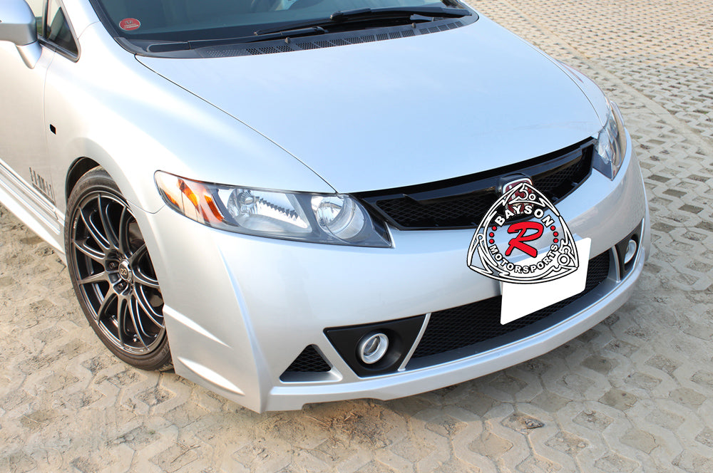 MU RR Style Front Bumper with Fog Lights For 2006-2011 Honda Civic (4Dr, USDM Only)