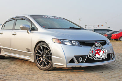 MU RR Style Front Bumper with Fog Lights For 2006-2011 Honda Civic (4Dr, USDM Only)