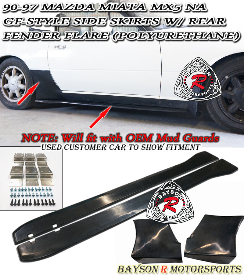 GF Style Side Skirts with Rear Fender Corner Flares For 1990-1997 Mazda Miata