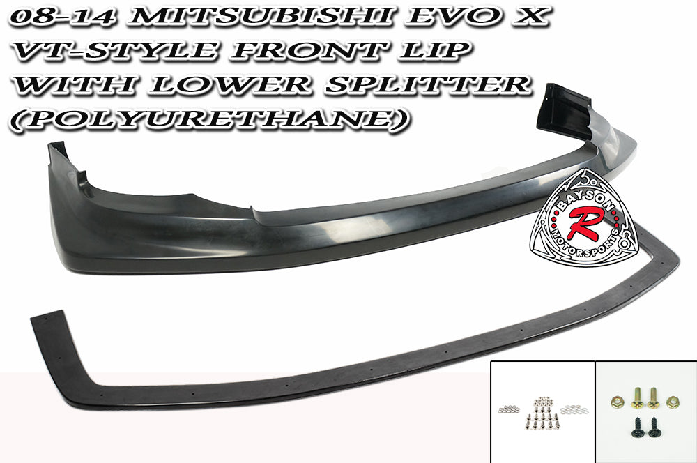 VT Style Front Lip with Lower Splitter For 2008-2015 Mitsubishi Lancer Evolution-10