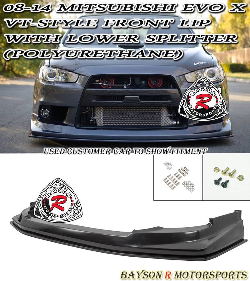 VT Style Front Lip with Lower Splitter For 2008-2015 Mitsubishi Lancer Evolution-10