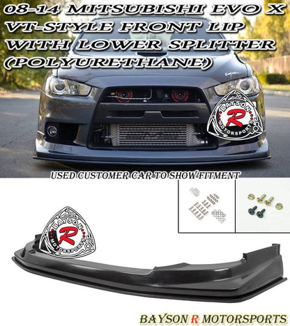 VT Style Front Lip with Lower Splitter For 2008-2015 Mitsubishi Lancer Evolution-10