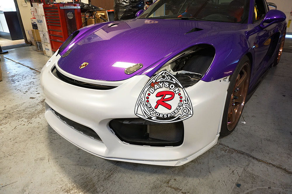 GT4 Style Front Bumper with DRL (With Headlight Washer Holes) For 2013-2016 Porsche Cayman/Boxster (981)