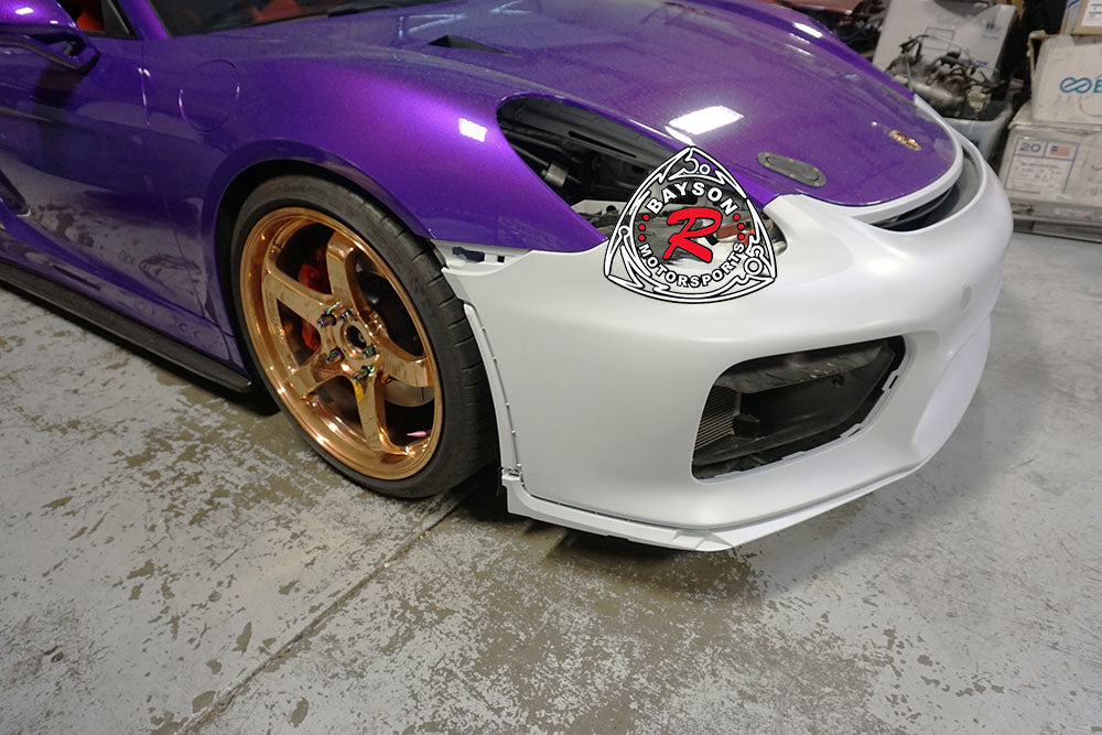 GT4 Style Front Bumper with DRL (With Headlight Washer Holes) For 2013-2016 Porsche Cayman/Boxster (981)