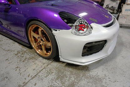 GT4 Style Front Bumper with DRL (With Headlight Washer Holes) For 2013-2016 Porsche Cayman/Boxster (981)