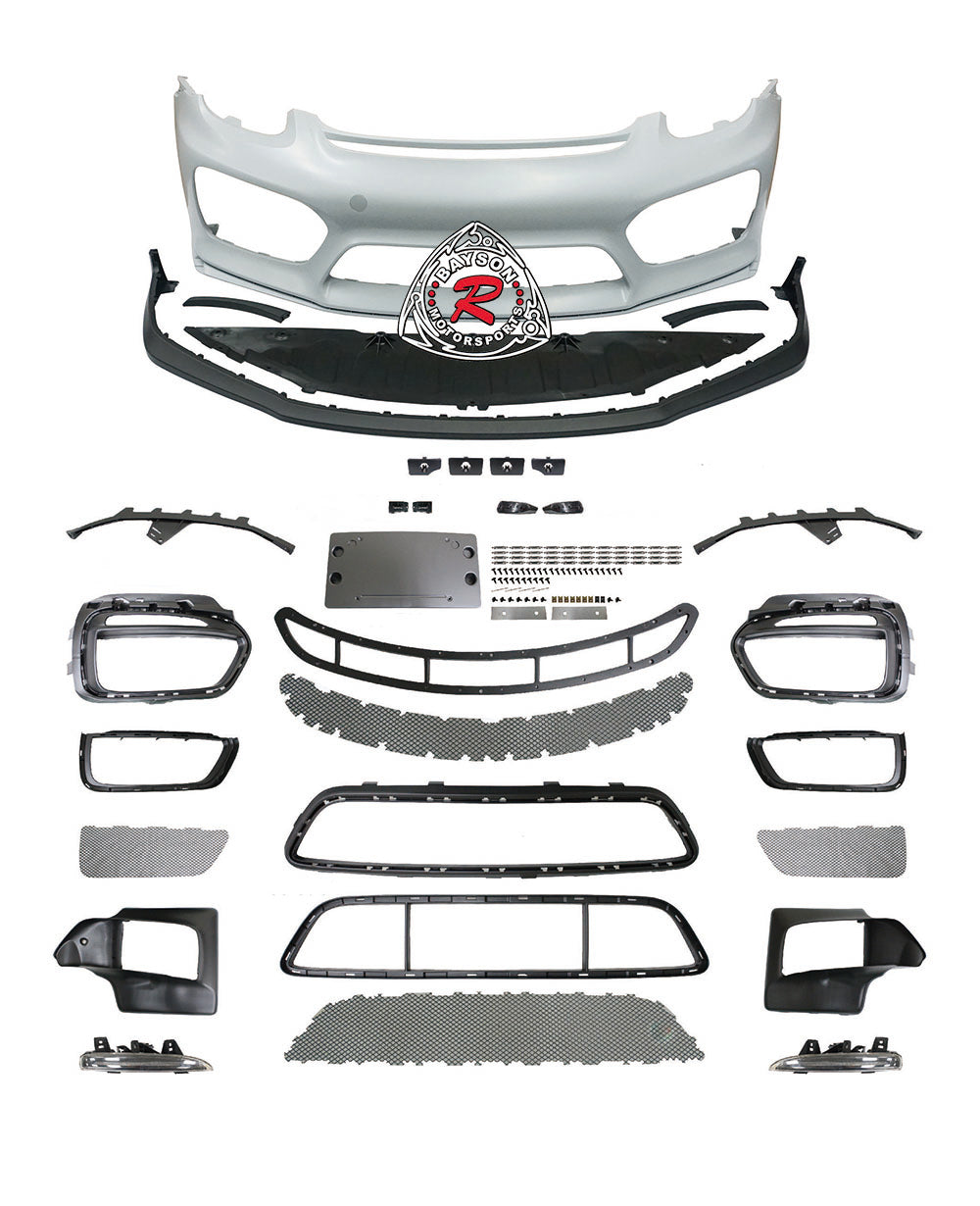 GT4 Style Front Bumper with DRL (Without Headlight Washer Holes) For 2013-2016 Porsche Cayman/Boxster (981)