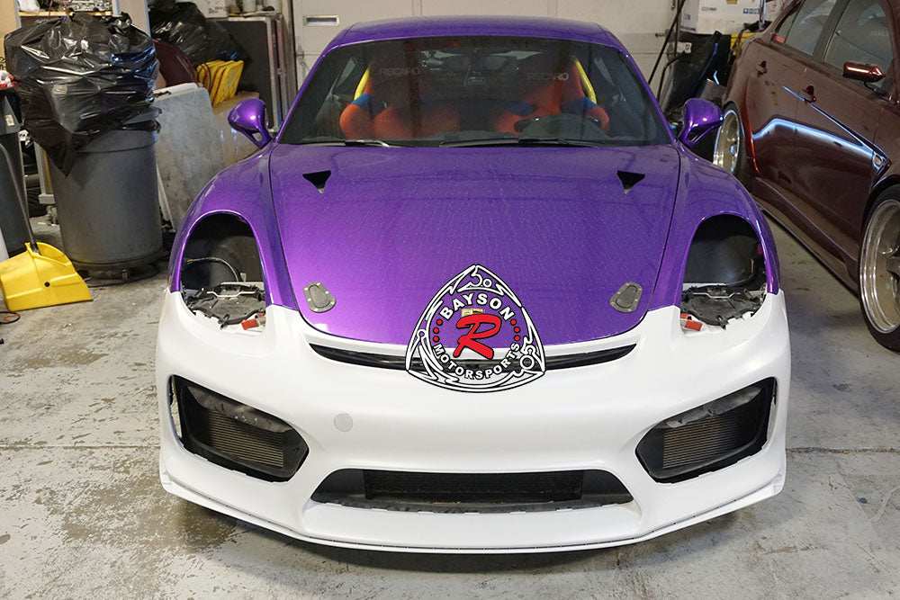 GT4 Style Front Bumper with DRL (Without Headlight Washer Holes) For 2013-2016 Porsche Cayman/Boxster (981)