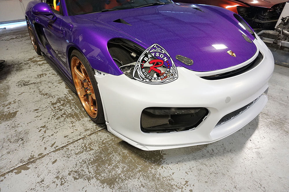 GT4 Style Front Bumper with DRL (With Headlight Washer Holes) For 2013-2016 Porsche Cayman/Boxster (981)