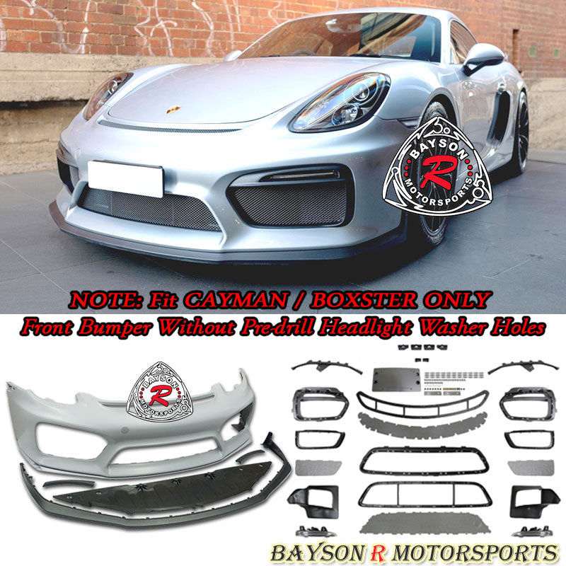 GT4 Style Front Bumper with DRL (Without Headlight Washer Holes) For 2013-2016 Porsche Cayman/Boxster (981)