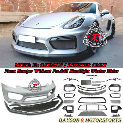 GT4 Style Front Bumper with DRL (Without Headlight Washer Holes) For 2013-2016 Porsche Cayman/Boxster (981)